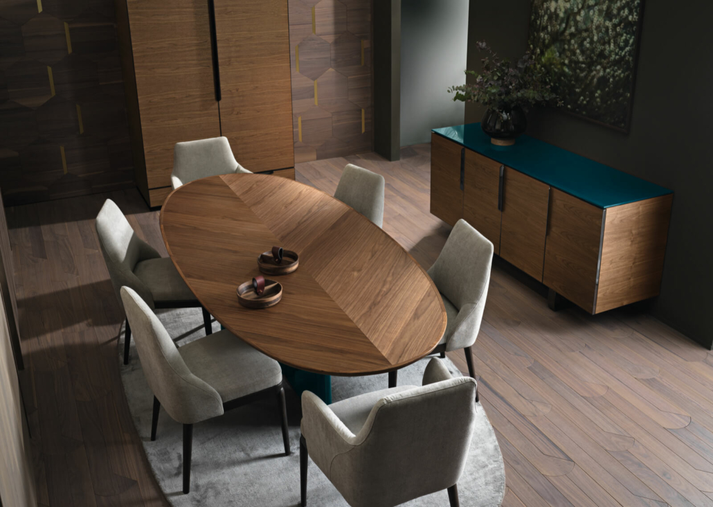 arte brotto principe oval table in american walnut wood with legs available in lacquered versions11