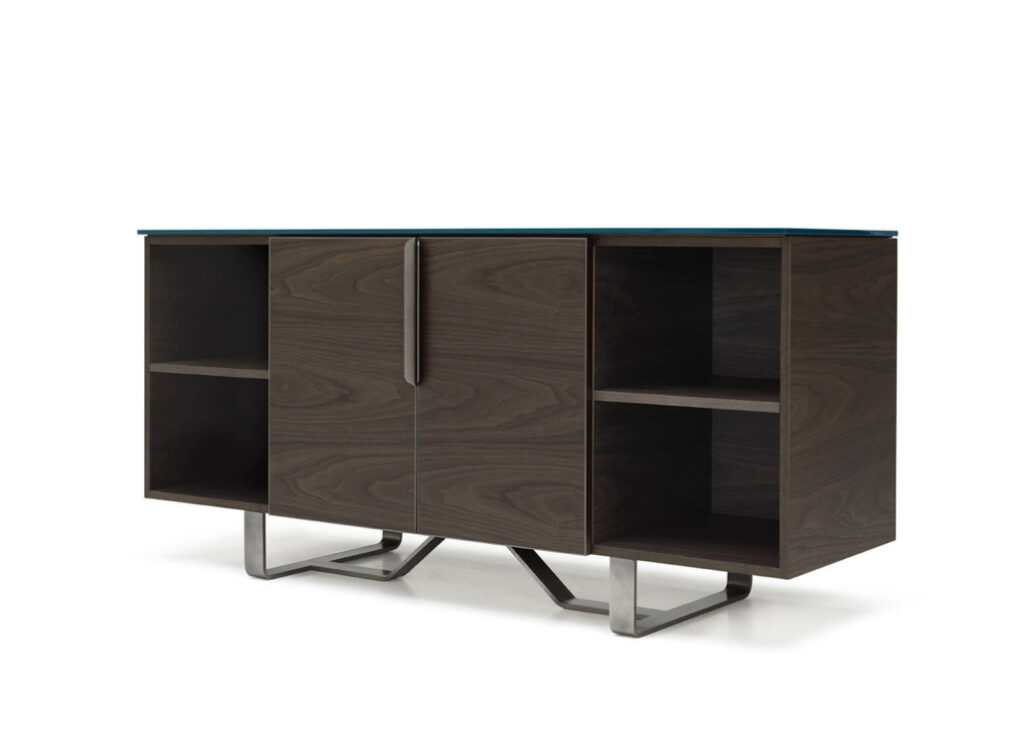 arte brotto principe sideboard with 2 doors with open compartments and top in american walnut wood25
